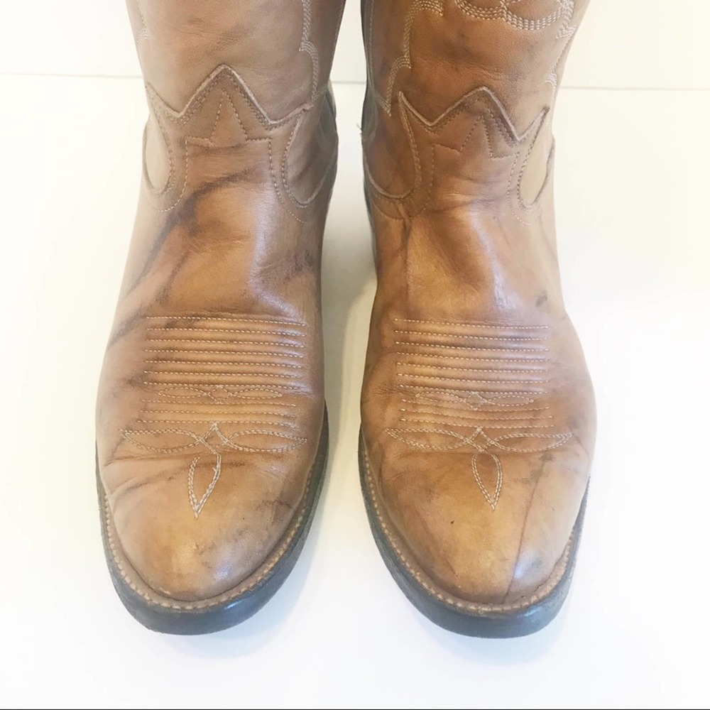 Tony Lama Marble Tan Leather Cowboy Western Boots 5.5 - Picture 6 of 12